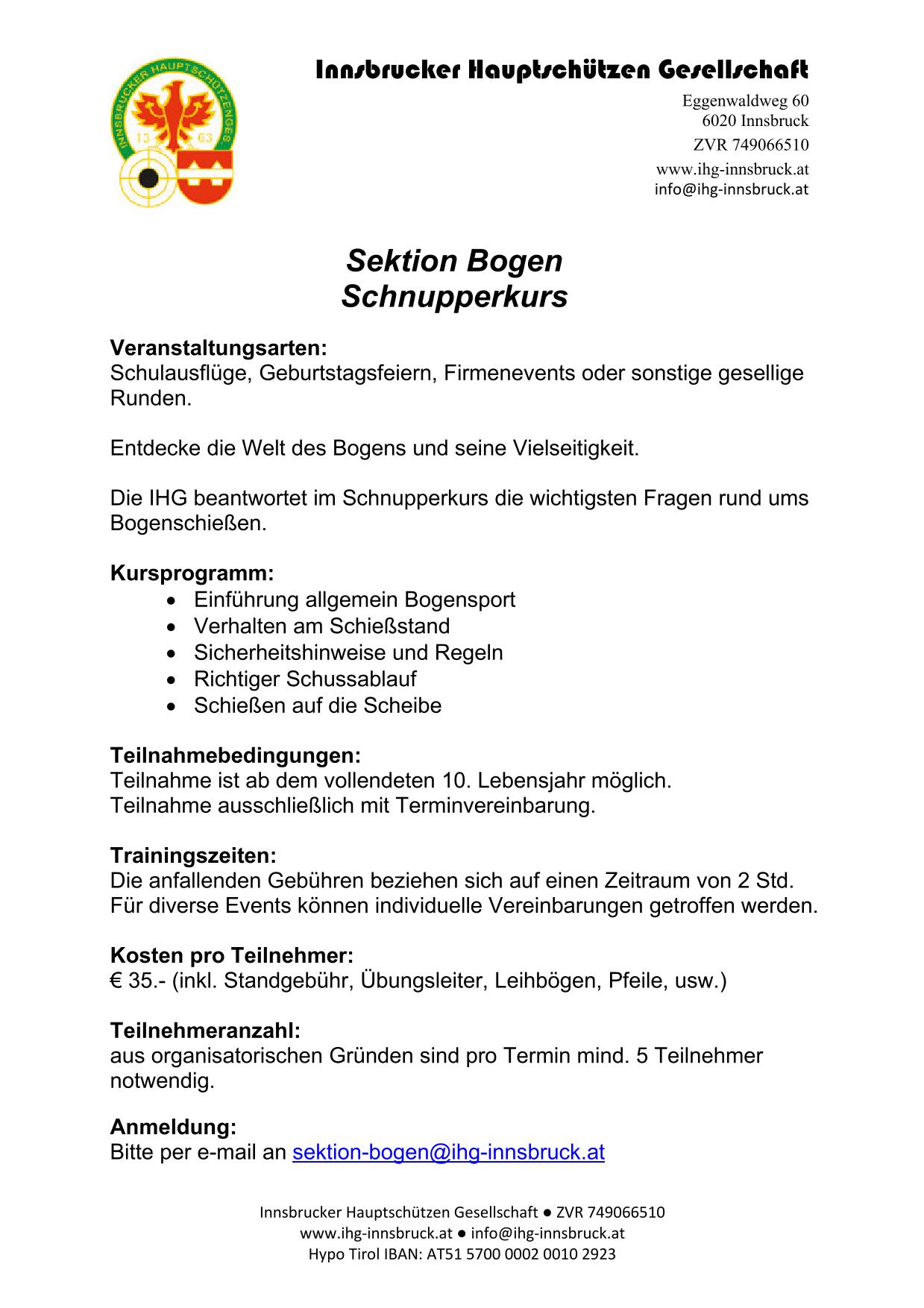 Schnupperkurs Homepage