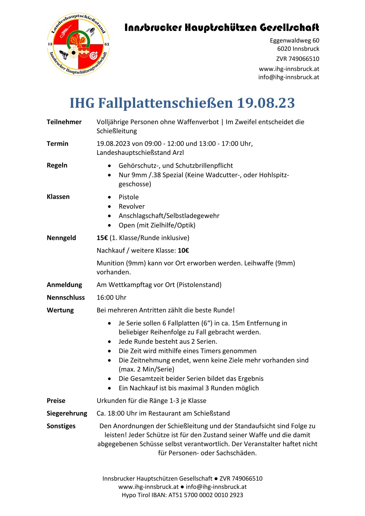 Einladung IHG Fallplattenschießen 1